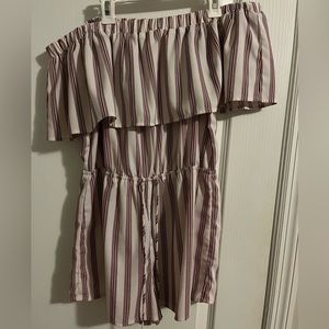 Red and white pinstriped romper. Size M